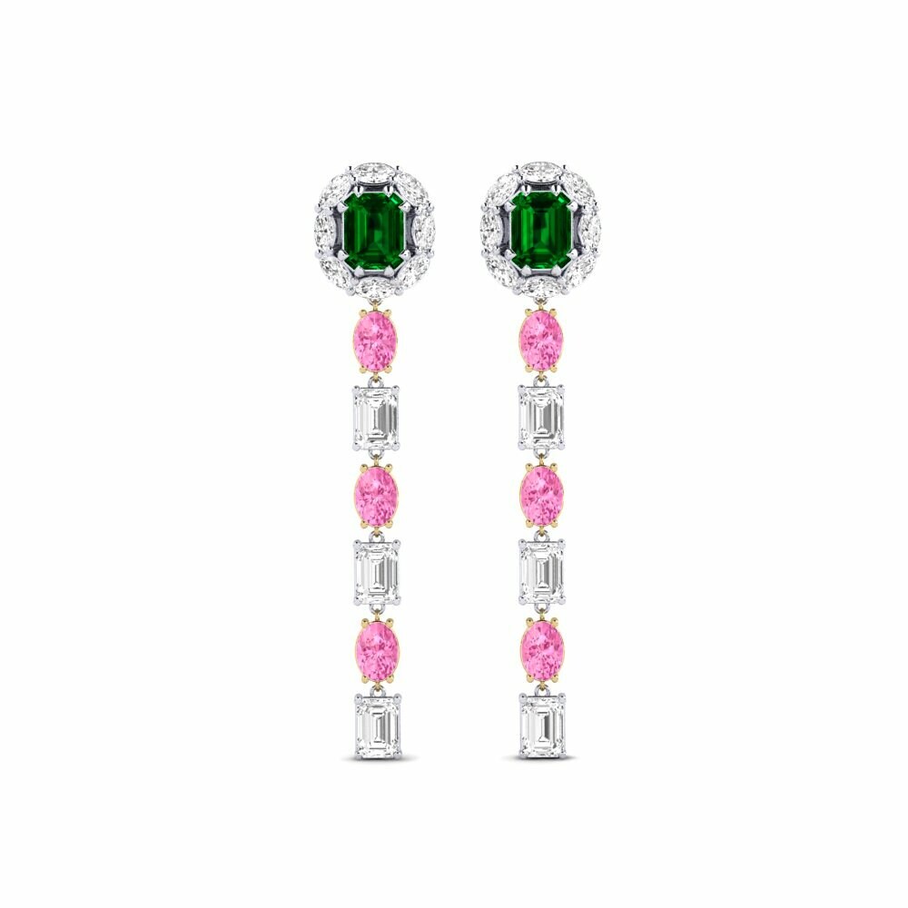 14k White & Yellow Gold Green Zirconia Women's Earring Inundo