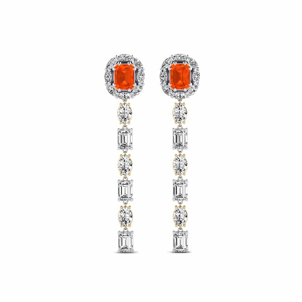 14k White & Yellow Gold Fire-Opal Women's Earring Inundo