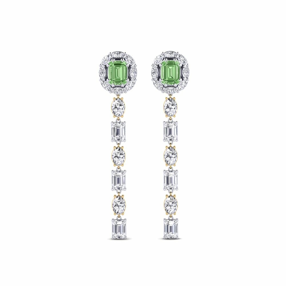 14k White & Yellow Gold Green Diamond Women's Earring Inundo