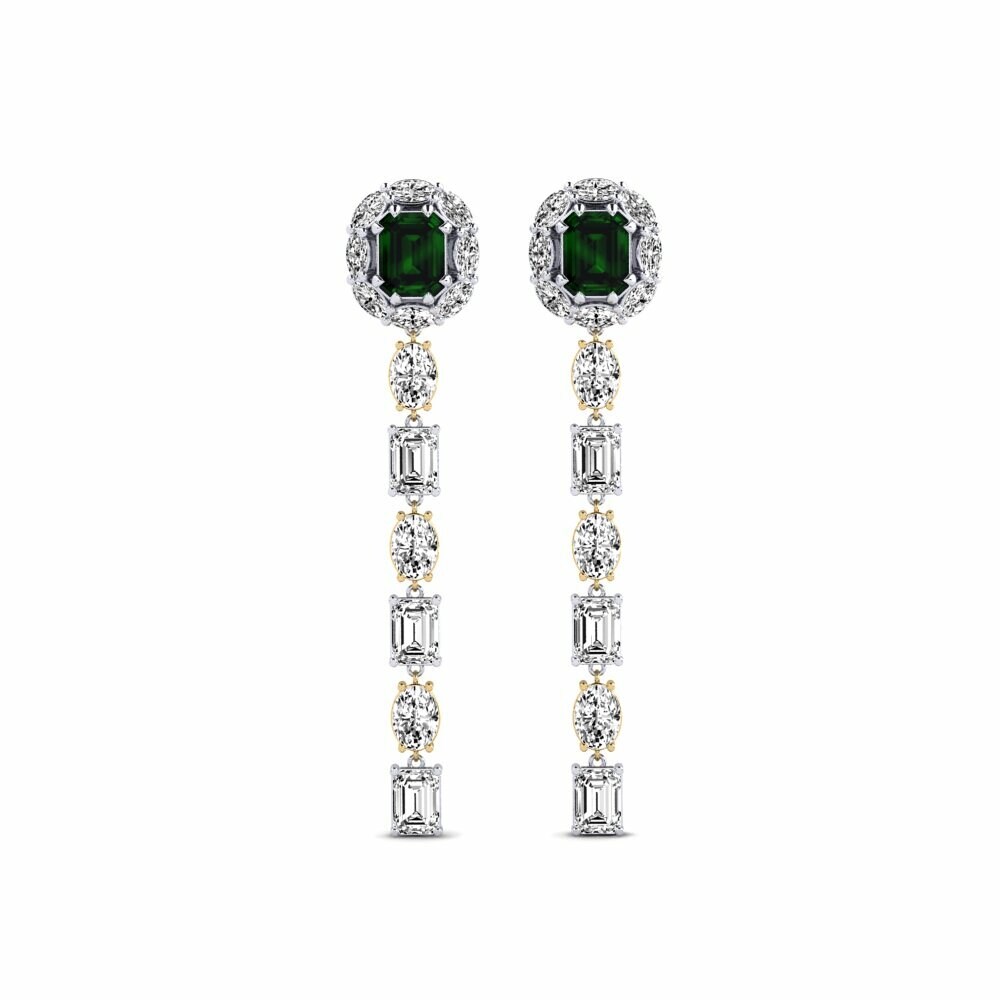 14k White & Yellow Gold Green Tourmaline Women's Earring Inundo