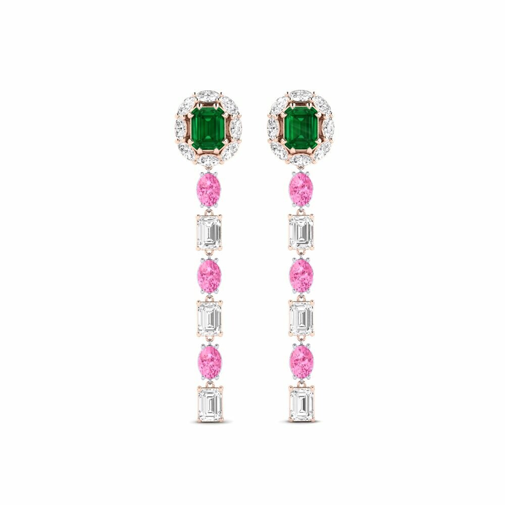 14k Rose & White Gold Emerald (Lab Created) Women's Earring Inundo