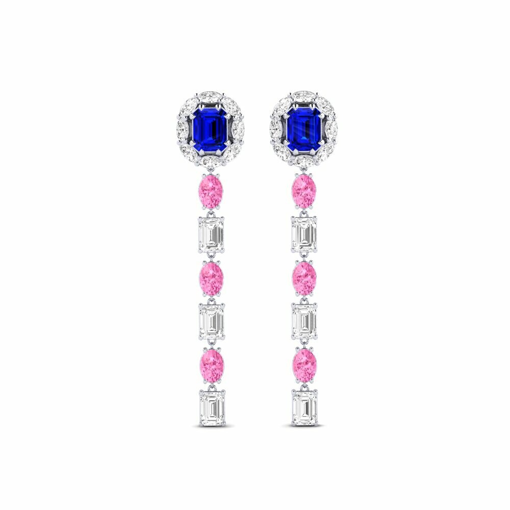9k White Gold Sapphire (Lab Created) Women's Earring Inundo