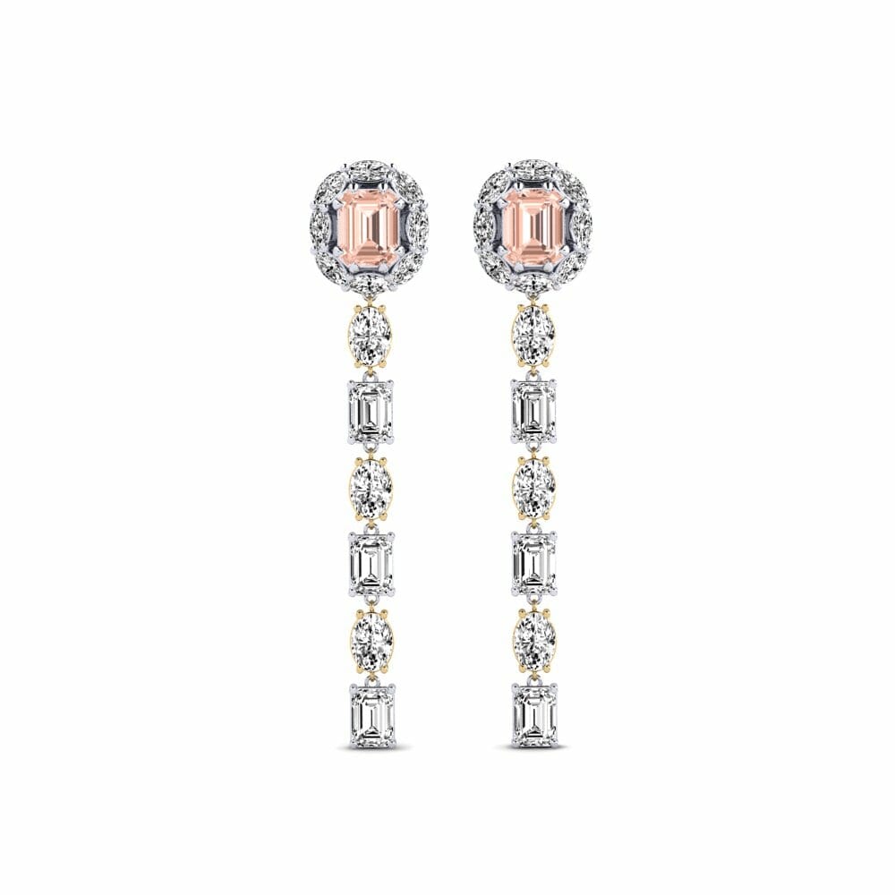 14k White & Yellow Gold Morganite Women's Earring Inundo