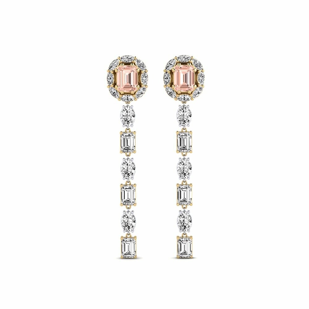 14k Yellow & White Gold Morganite Women's Earring Inundo