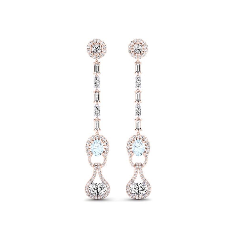 14k Rose & White Gold Aquamarine Women's Earring Kahe