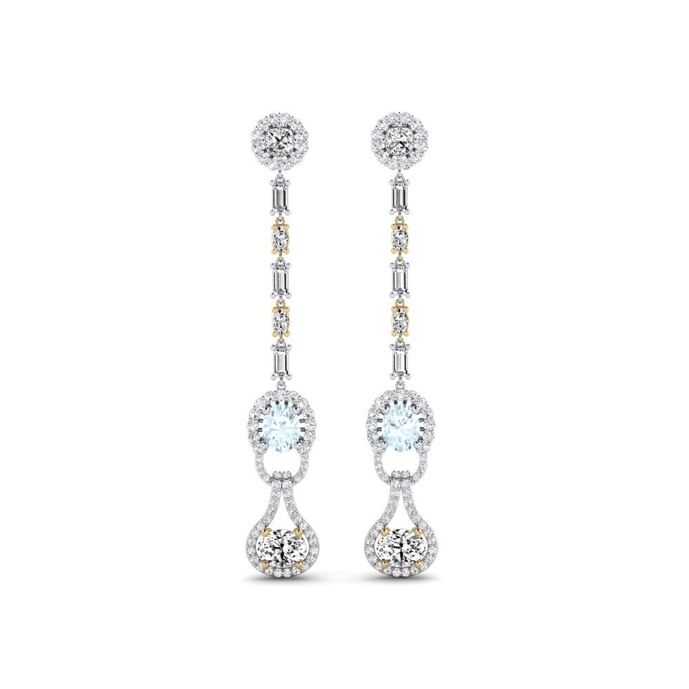 14k White & Yellow Gold Aquamarine Women's Earring Kahe