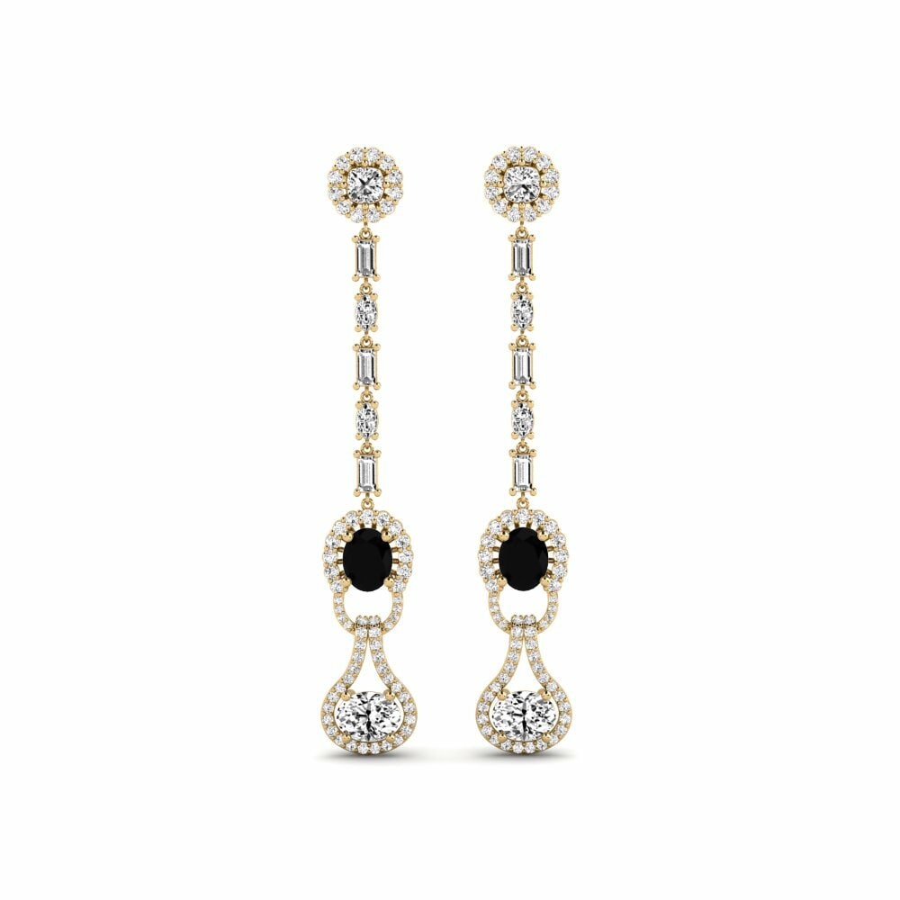 14k Yellow Gold Black Onyx Women's Earring Kahe