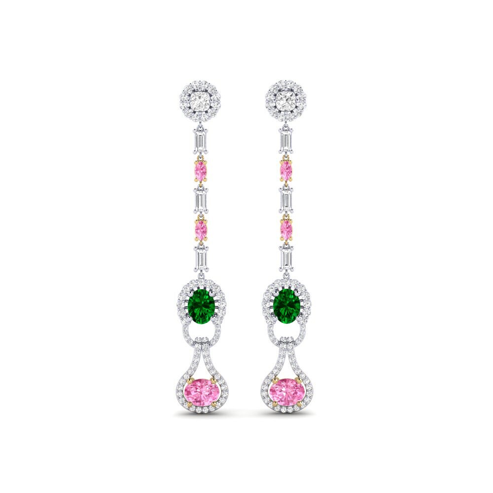 14k White & Yellow Gold Green Zirconia Women's Earring Kahe
