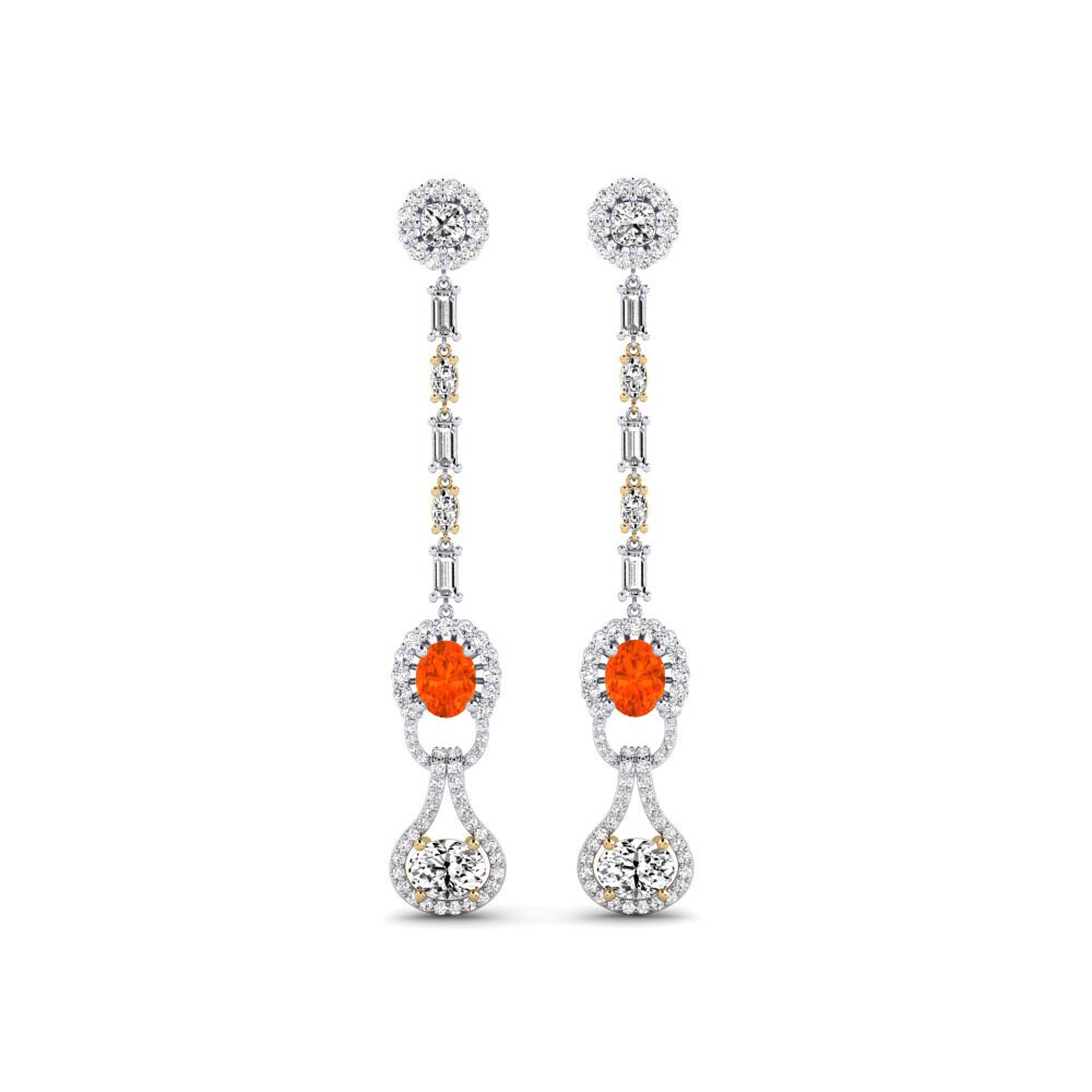 14k White & Yellow Gold Fire-Opal Women's Earring Kahe