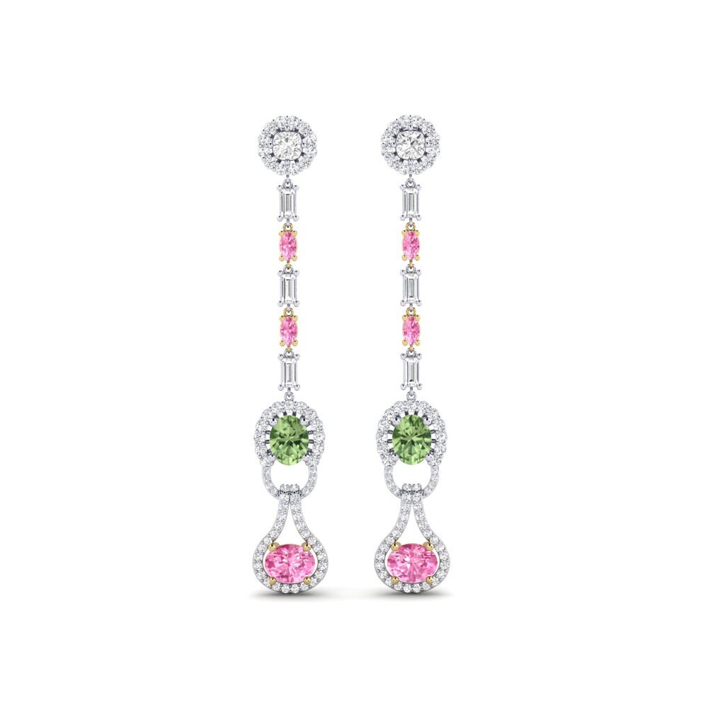 14k White & Yellow Gold Green Sapphire Women's Earring Kahe