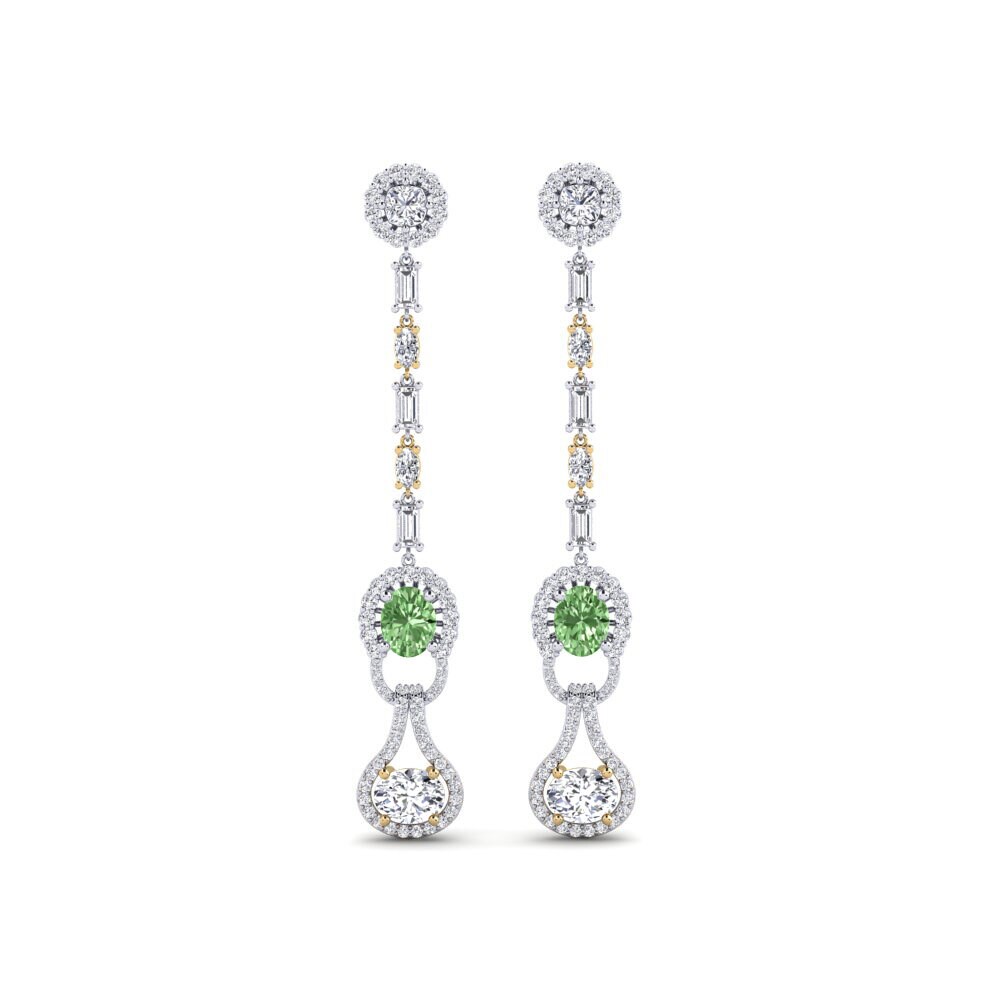 14k White & Yellow Gold Green Diamond Women's Earring Kahe