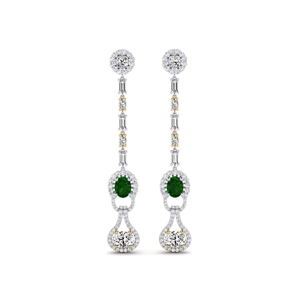 14k White & Yellow Gold Green Tourmaline Women's Earring Kahe