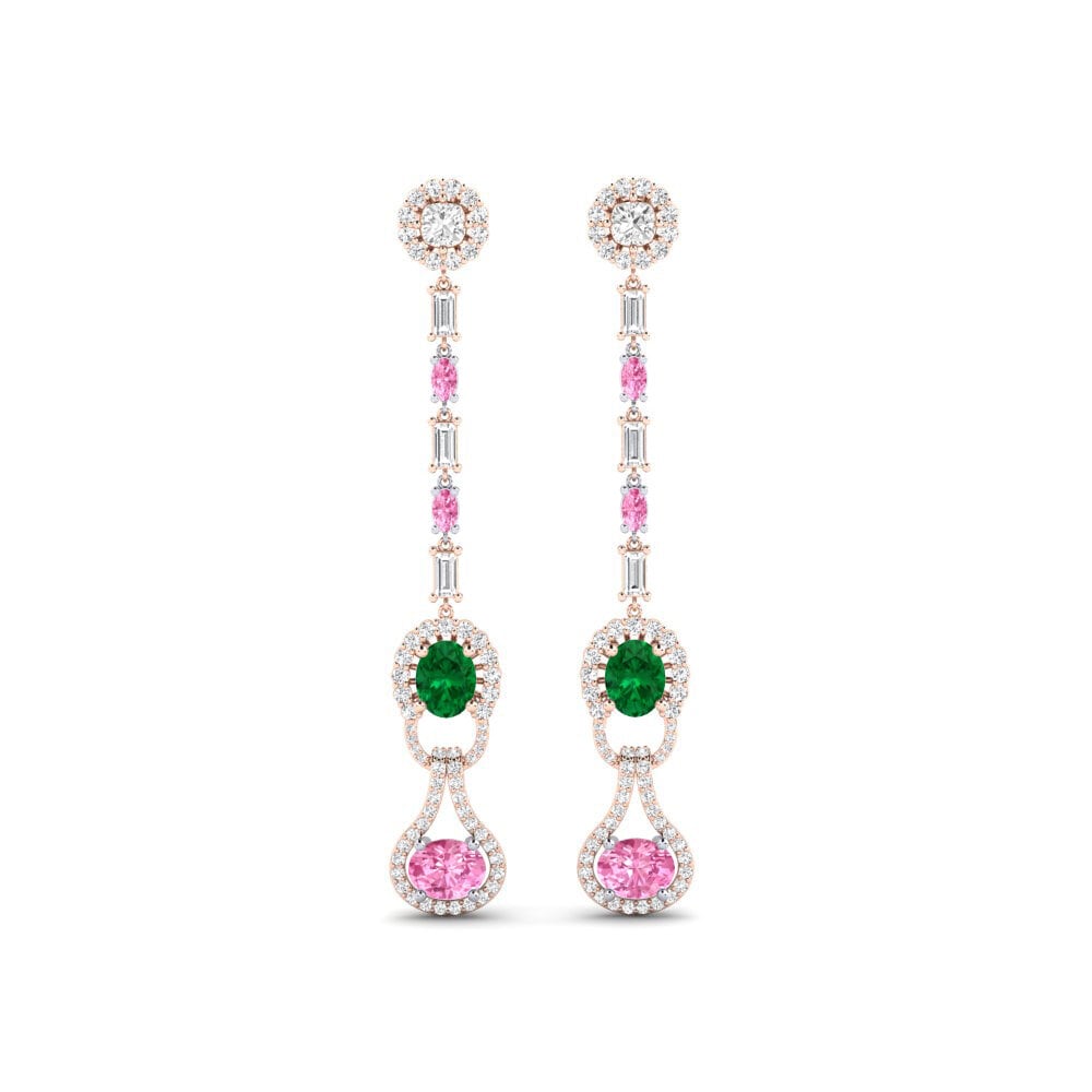 14k Rose & White Gold Emerald (Lab Created) Women's Earring Kahe