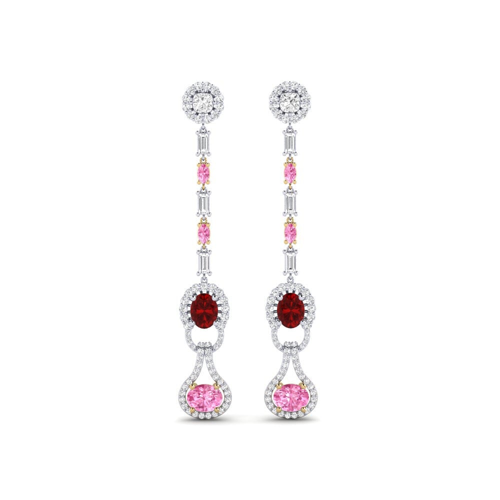 14k White & Yellow Gold Ruby (Lab Created) Women's Earring Kahe