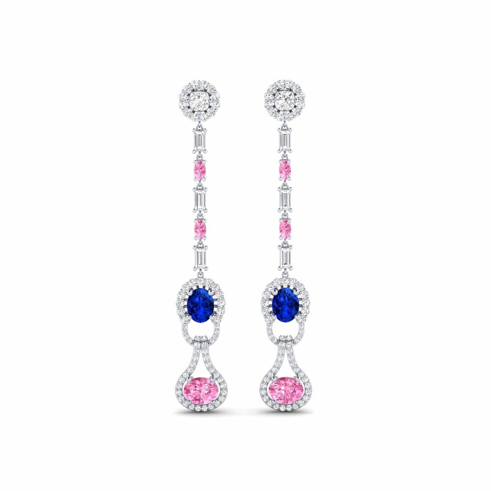 9k White Gold Sapphire (Lab Created) Women's Earring Kahe