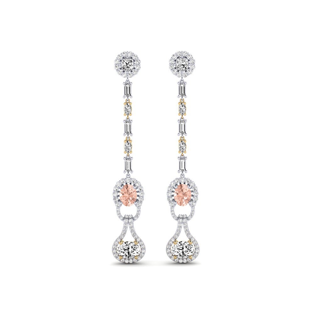 14k White & Yellow Gold Morganite Women's Earring Kahe