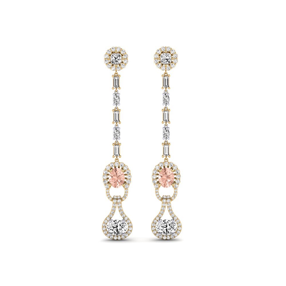 14k Yellow & White Gold Morganite Women's Earring Kahe
