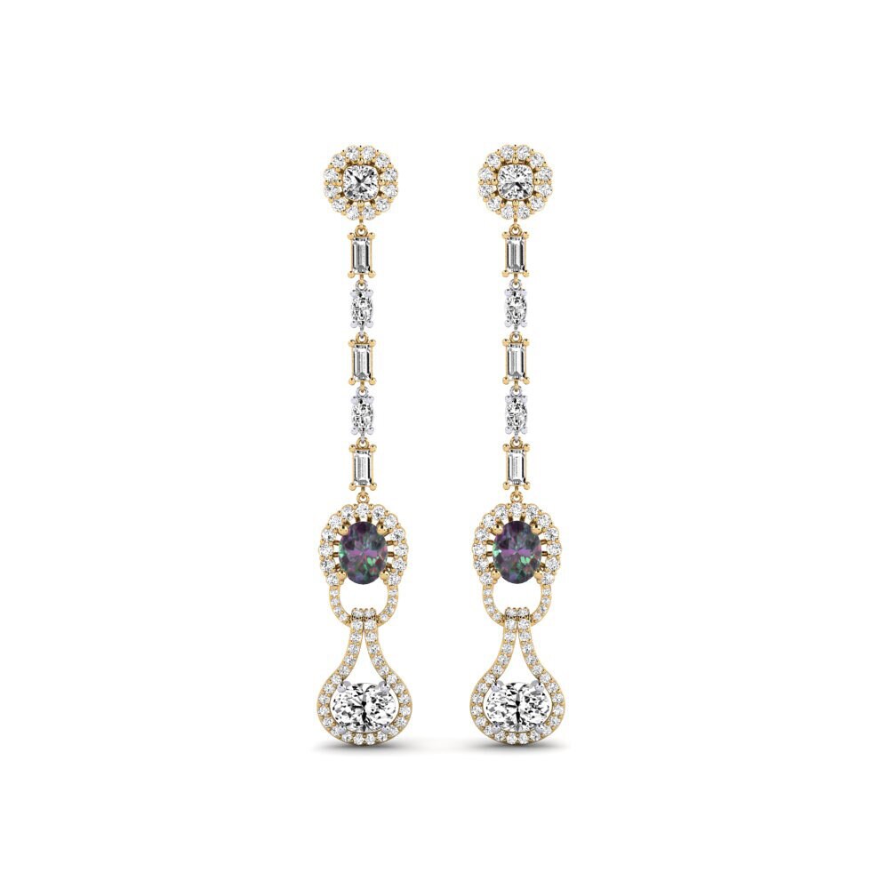 14k Yellow & White Gold Mystic Topaz Women's Earring Kahe