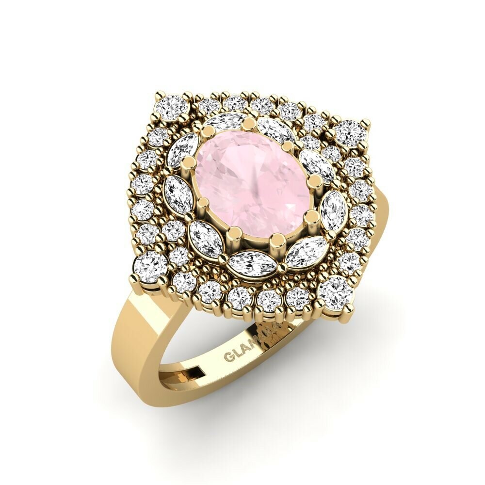 Or Jaune 18k Quartz Rose Bague Kanchi