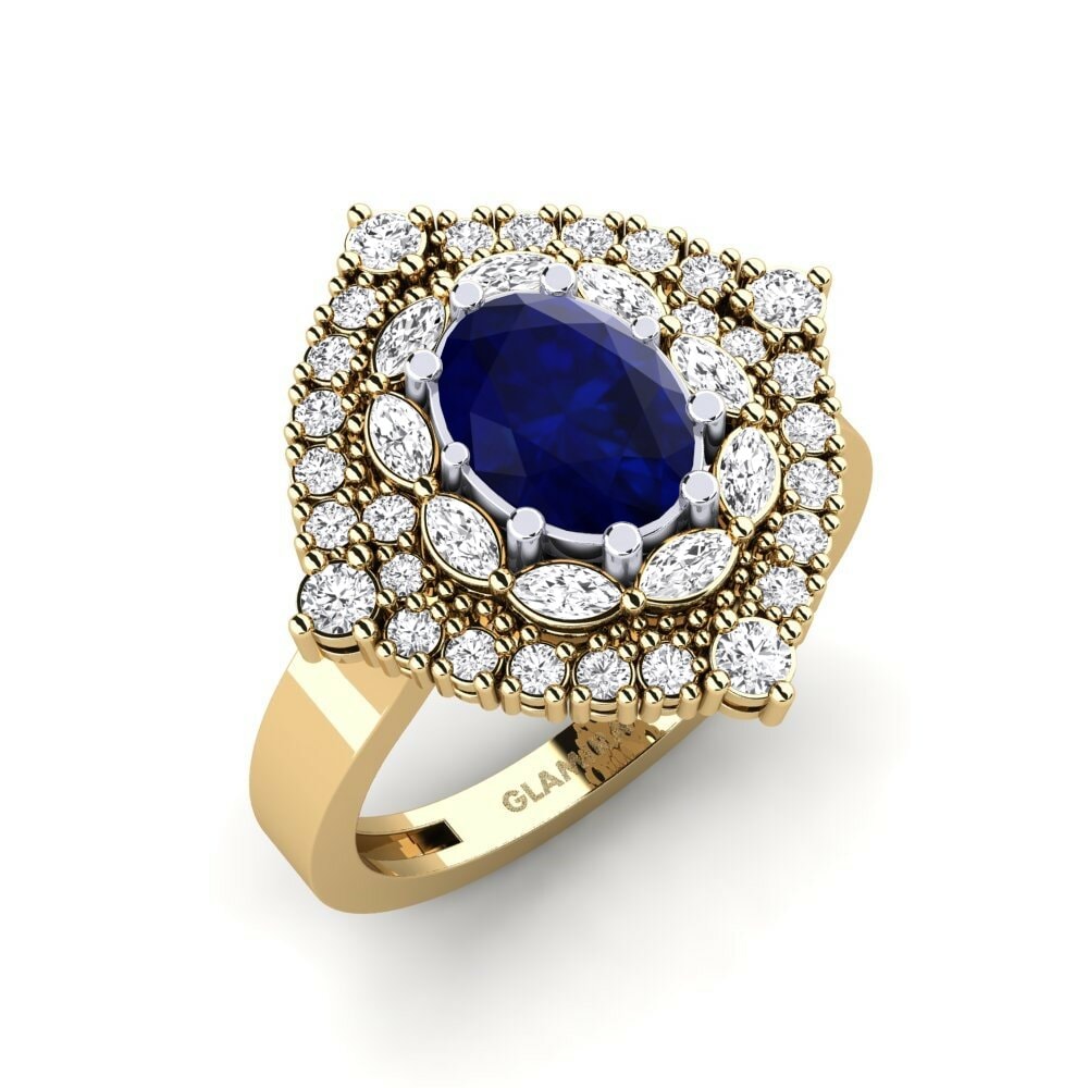 Vàng-Trắng 9K Đá Sapphire Nhẫn Kanchi