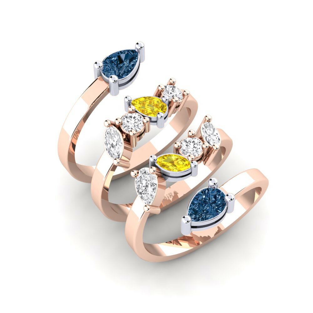 18k Rose & White Gold Blue Diamond Ring Kanea