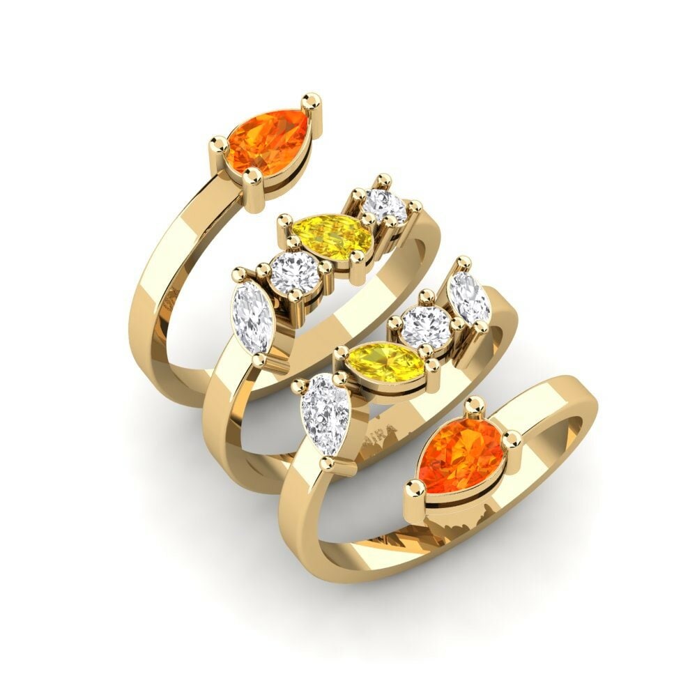 Or Jaune 18k Saphir orange Bague Kanea