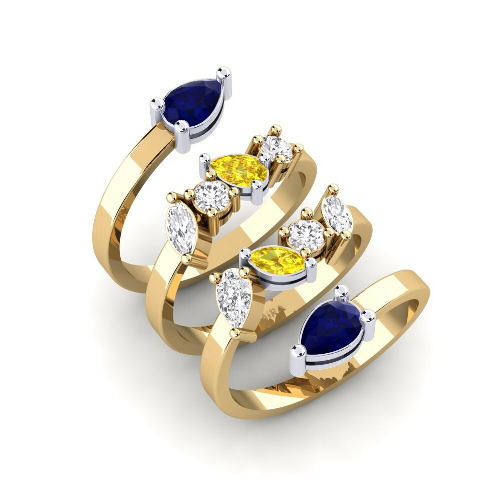 Vàng-Trắng 9K Đá Sapphire Nhẫn Kanea