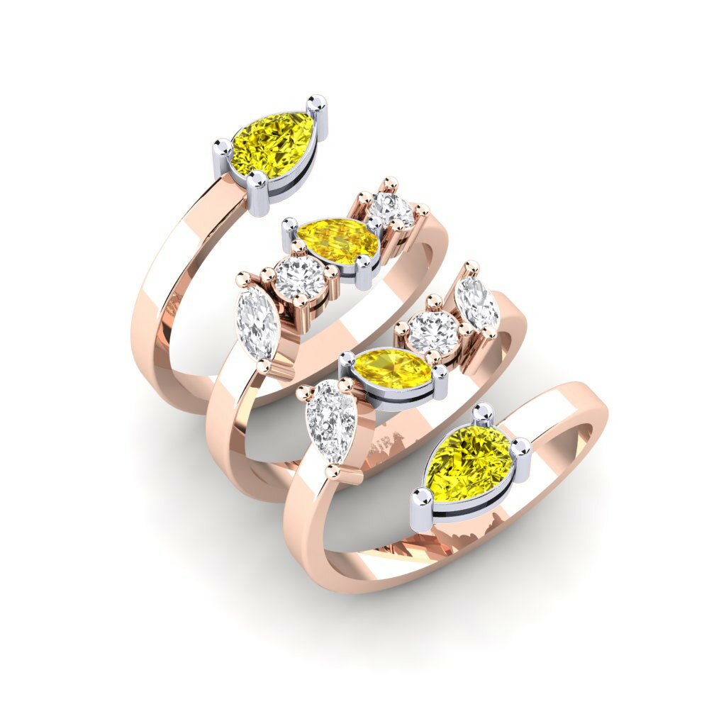 18k Rose & White Gold Yellow Diamond Ring Kanea