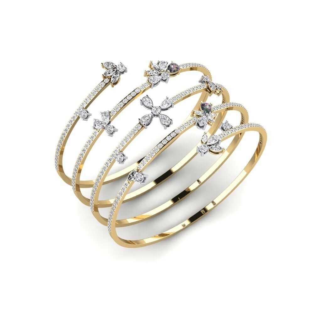 14k Yellow & White Gold Mystic Topaz Women's Bangle Kevyt