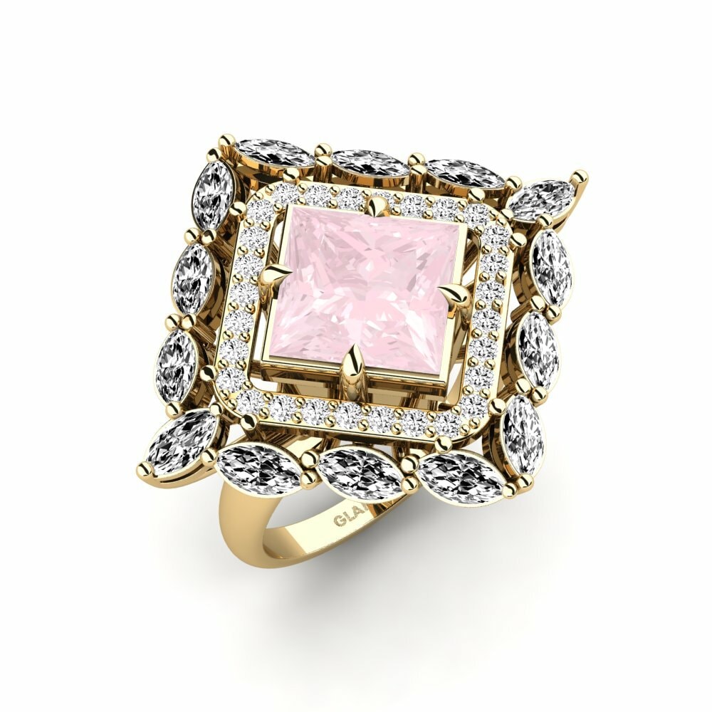 Or Jaune 18k Quartz Rose Bague Koleka