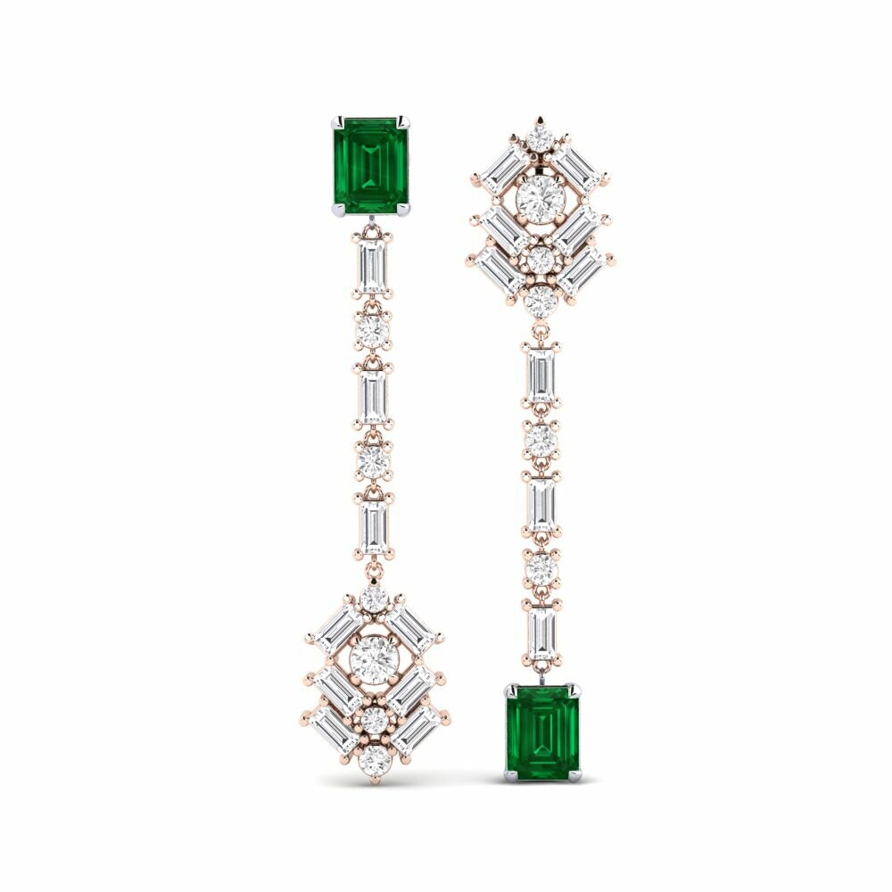 14k Rose & White Gold Emerald (Lab Created) Women's Earring Koule