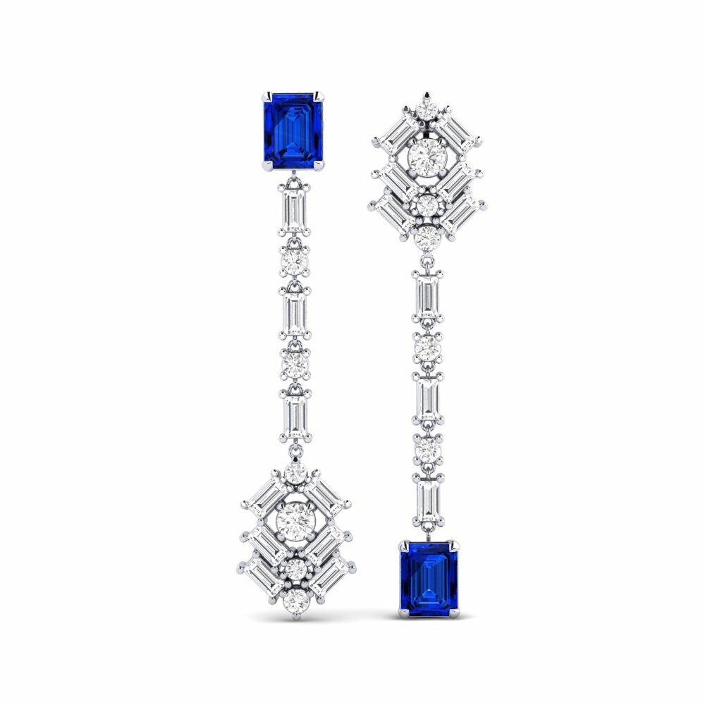 9k White Gold Sapphire (Lab Created) Women's Earring Koule