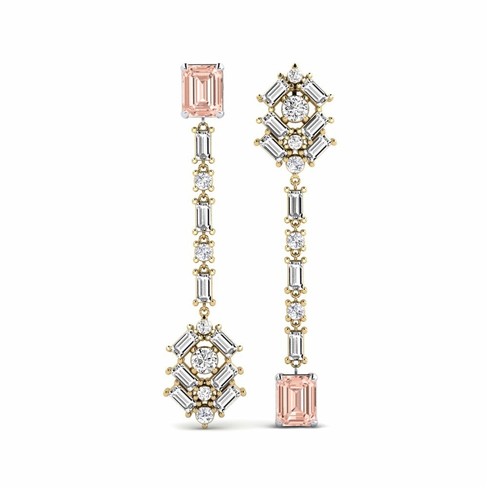 14k Yellow & White Gold Morganite Women's Earring Koule
