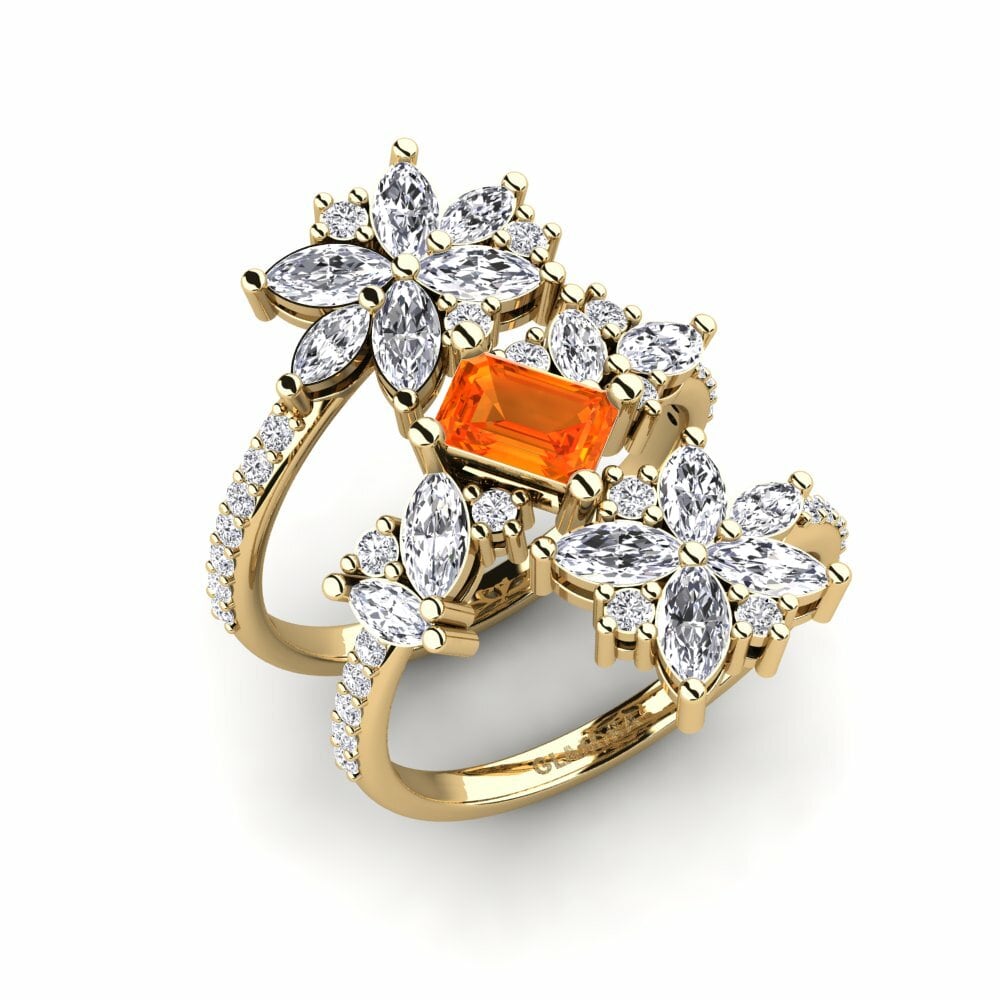 Or Jaune 18k Saphir orange Bague Layos