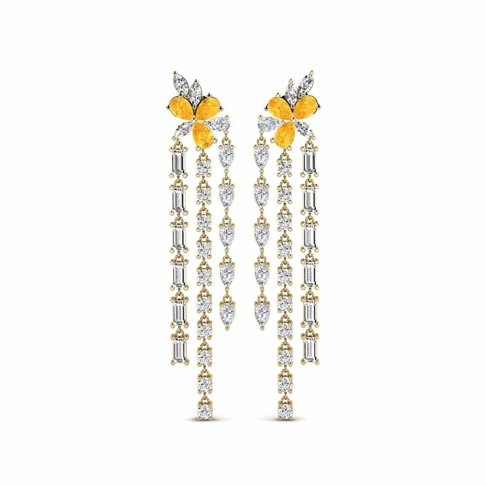 14k Yellow Gold Citrine Women's Earring Layt