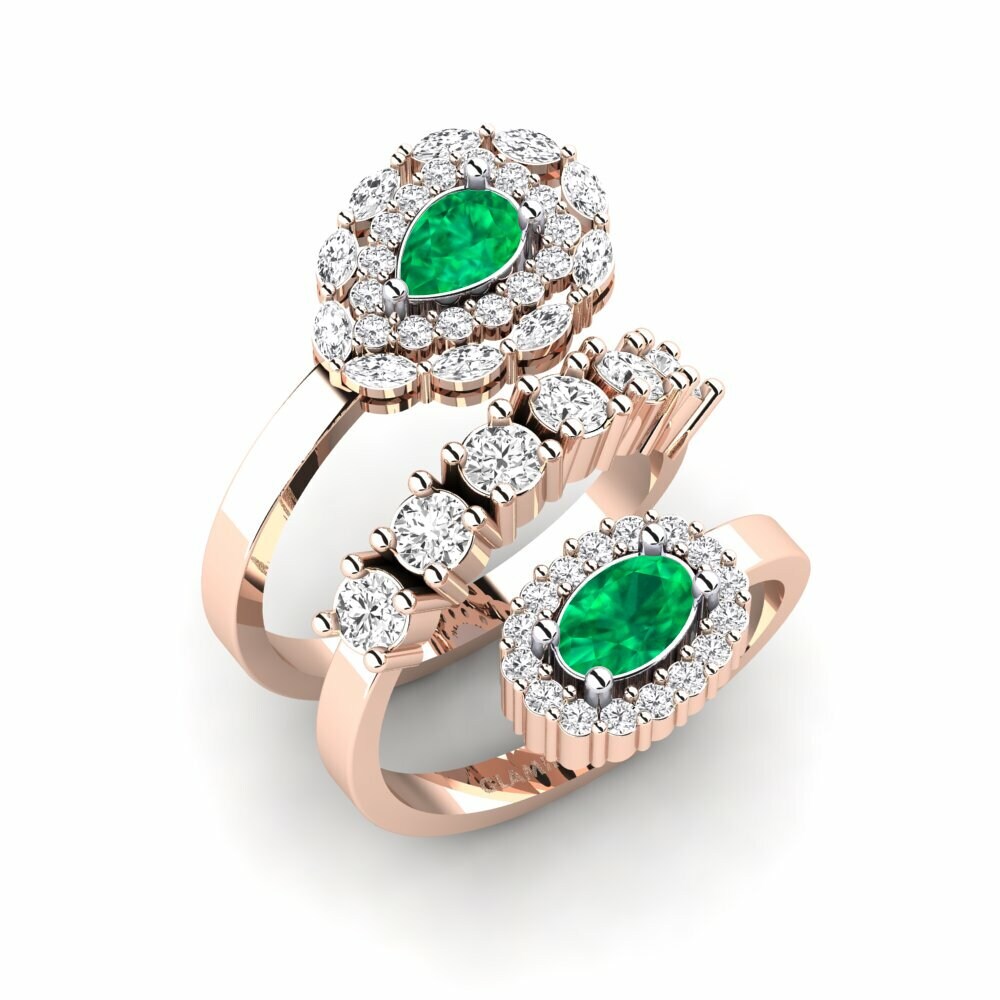 Or Rose& Blanc 14k Émeraude Bague Leseli