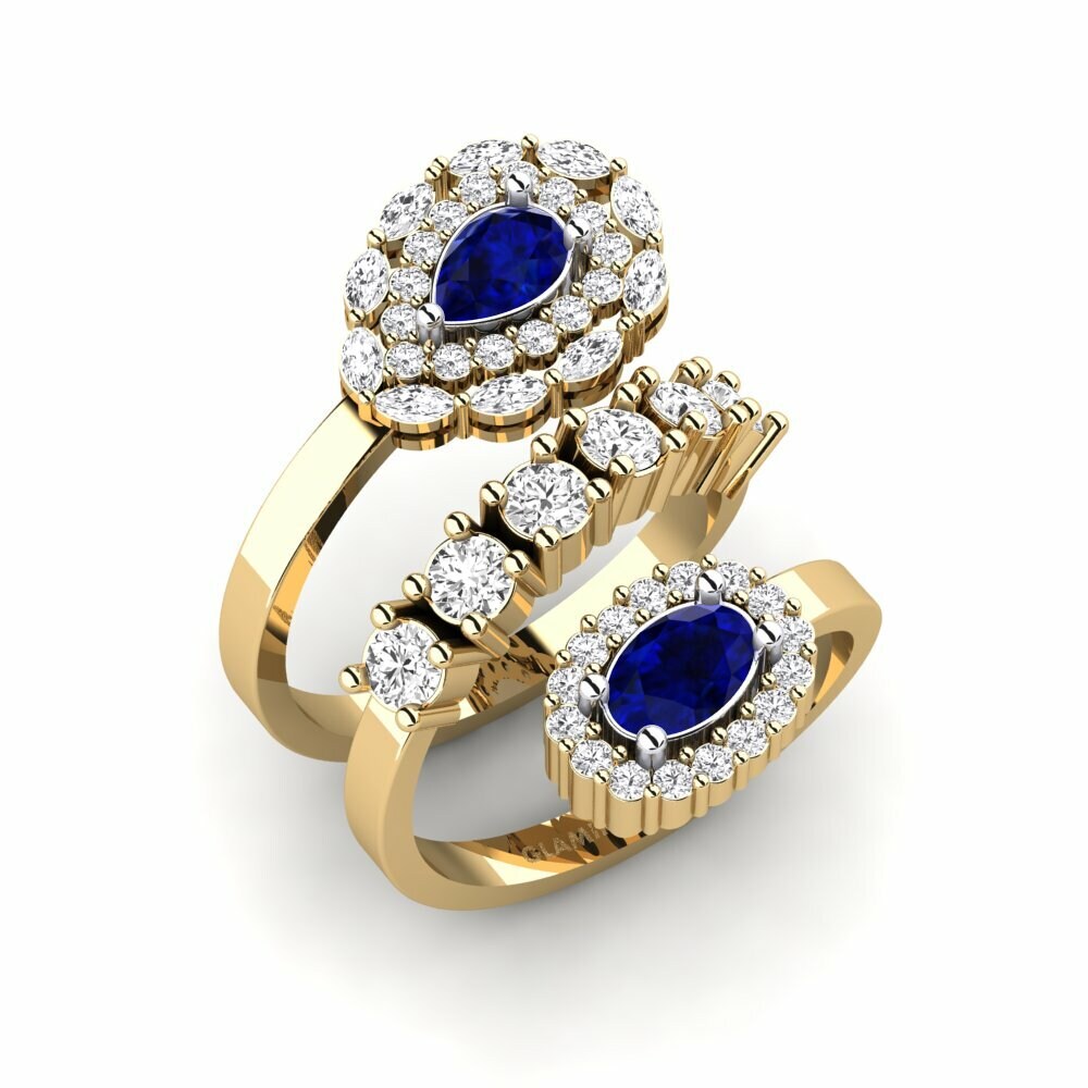 Vàng-Trắng 9K Đá Sapphire Nhẫn Leseli