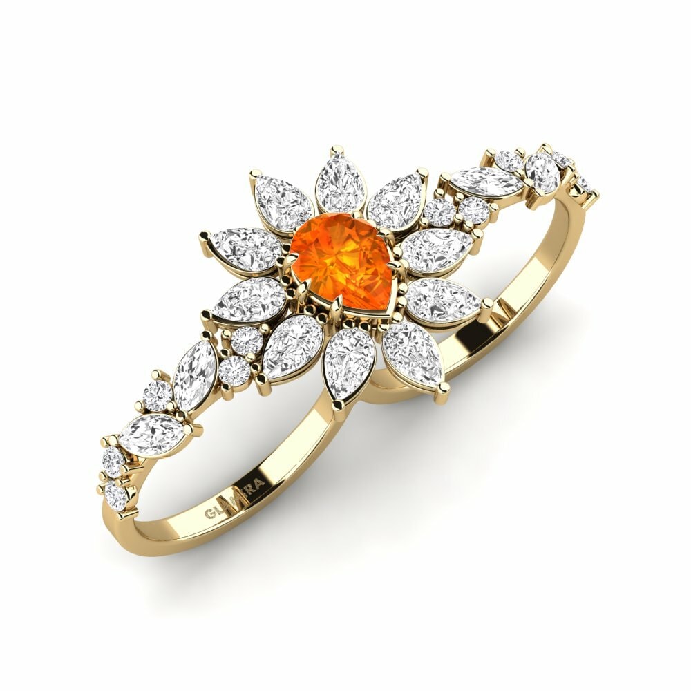Or Jaune 18k Saphir orange Bague Likht