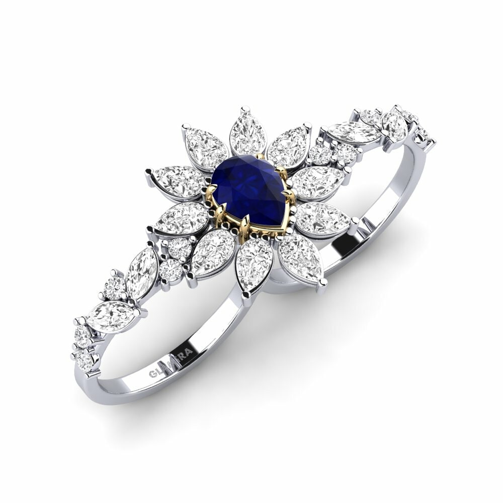 9k White & Yellow Gold Sapphire Ring Likht
