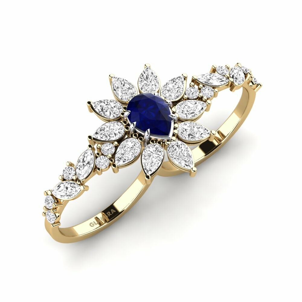 Vàng-Trắng 9K Đá Sapphire Nhẫn Likht