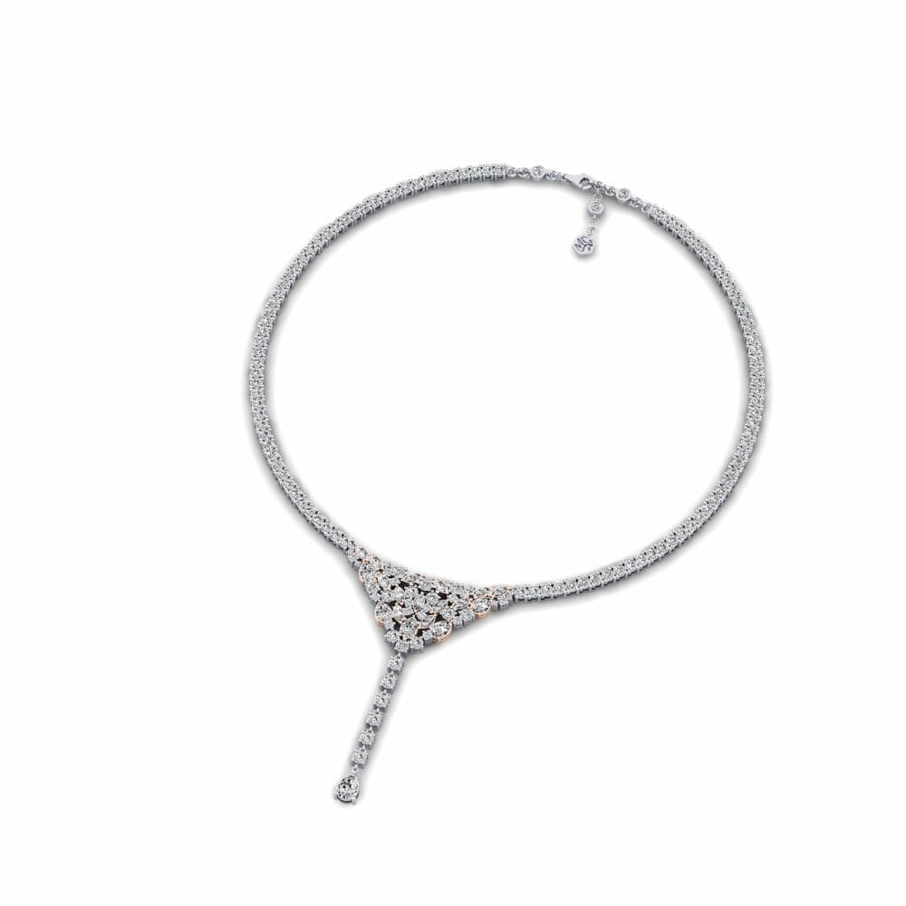 Or Blanc & Rose 585 Poire Moissanite Collier Loistava