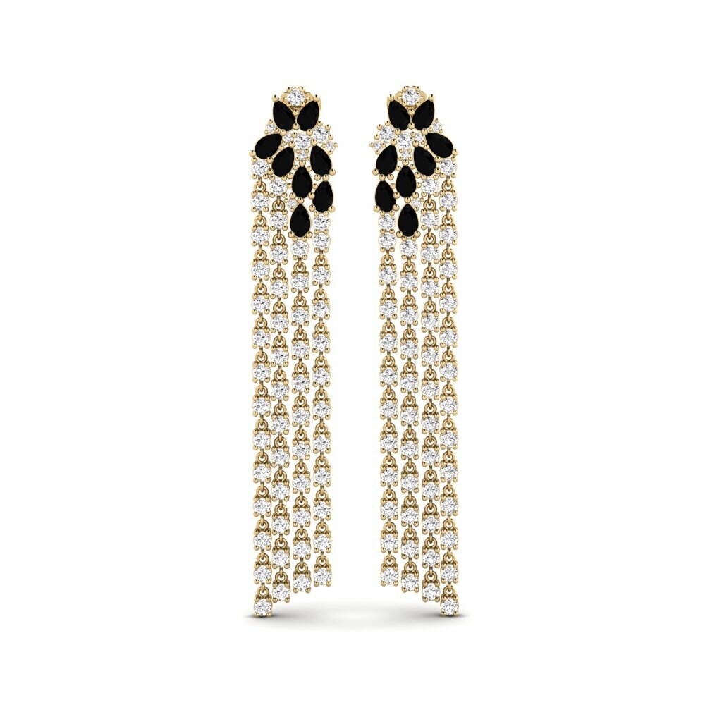 14k Yellow Gold Black Onyx Women's Earring Lucido