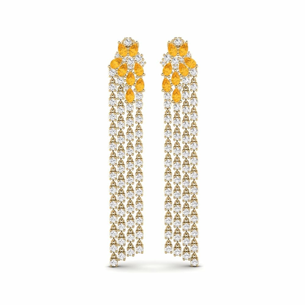 14k Yellow Gold Citrine Women's Earring Lucido