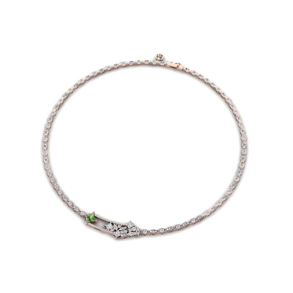 14k Oro Rosa Zafiro Verde Collar Lurelia