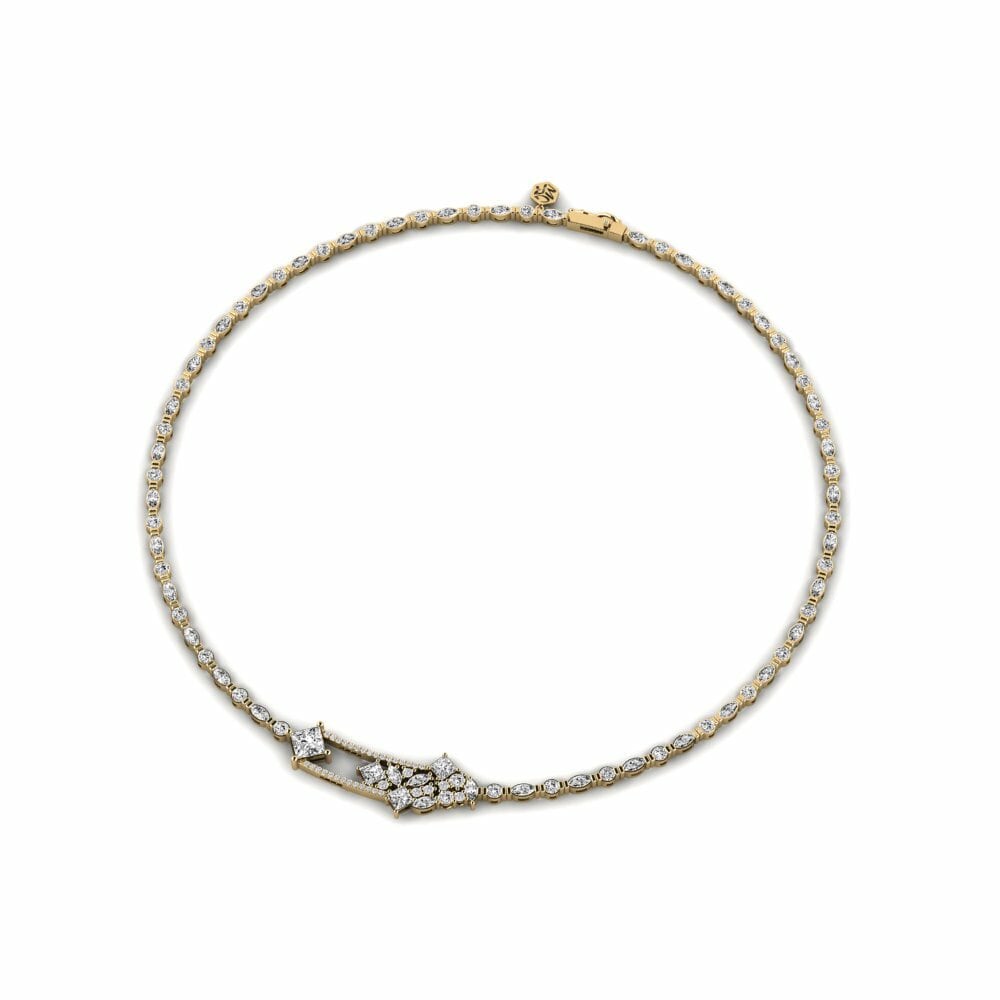 Or Jaune 585 Princesse Moissanite Collier Lurelia