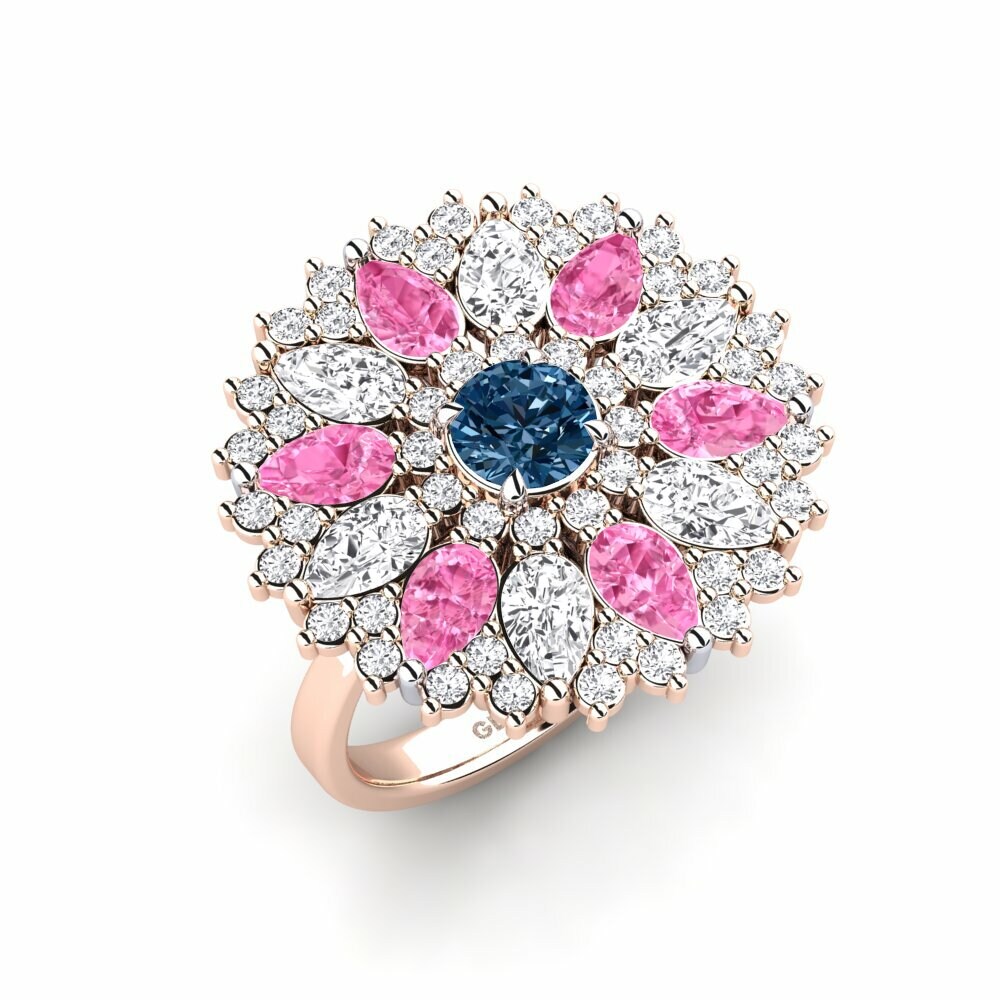 18k Rose & White Gold Blue Diamond Ring Luys