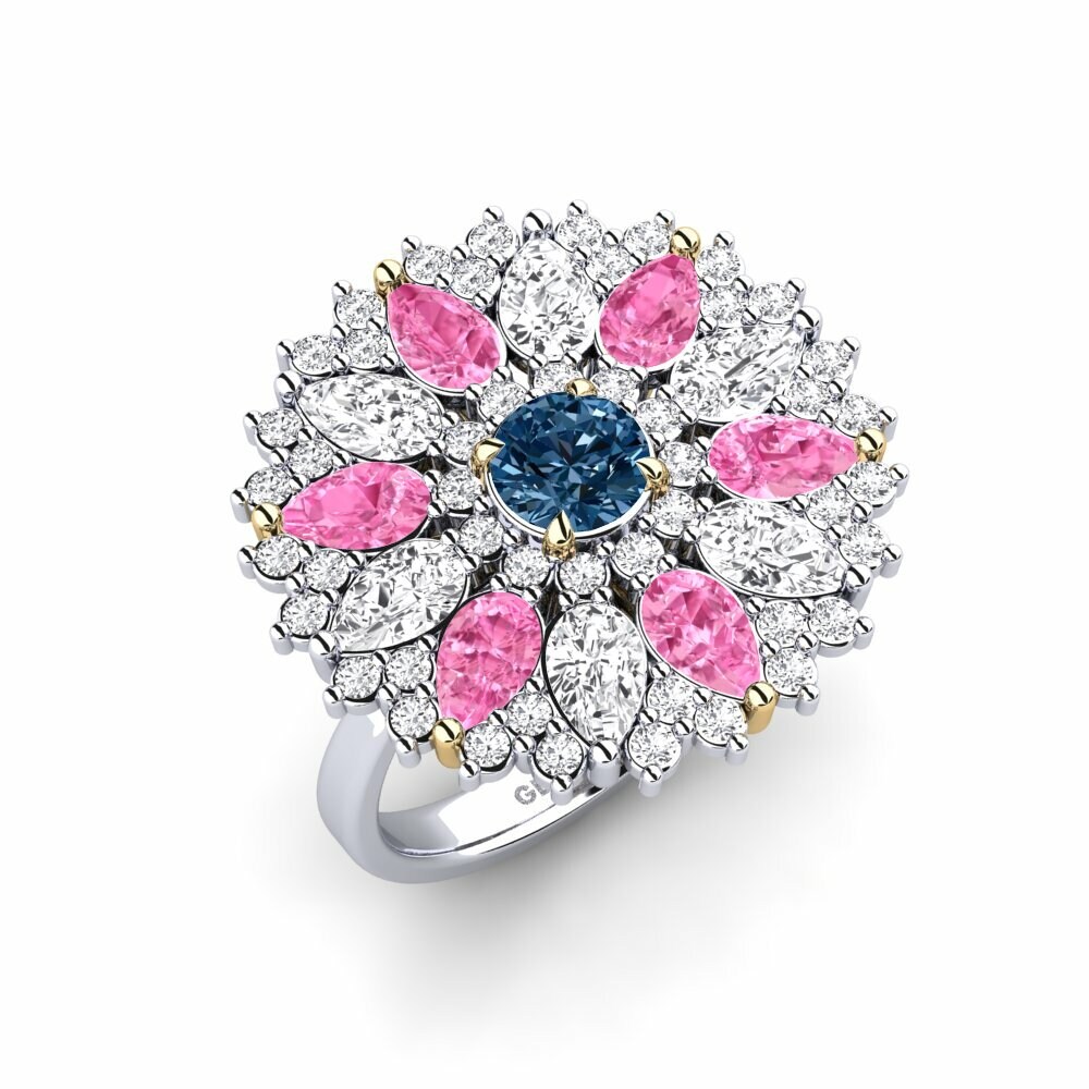 9k White & Yellow Gold Blue Diamond Ring Luys