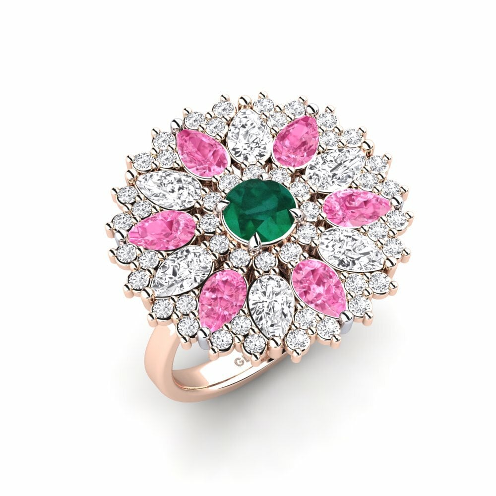 Or Rose& Blanc 14k Émeraude Bague Luys