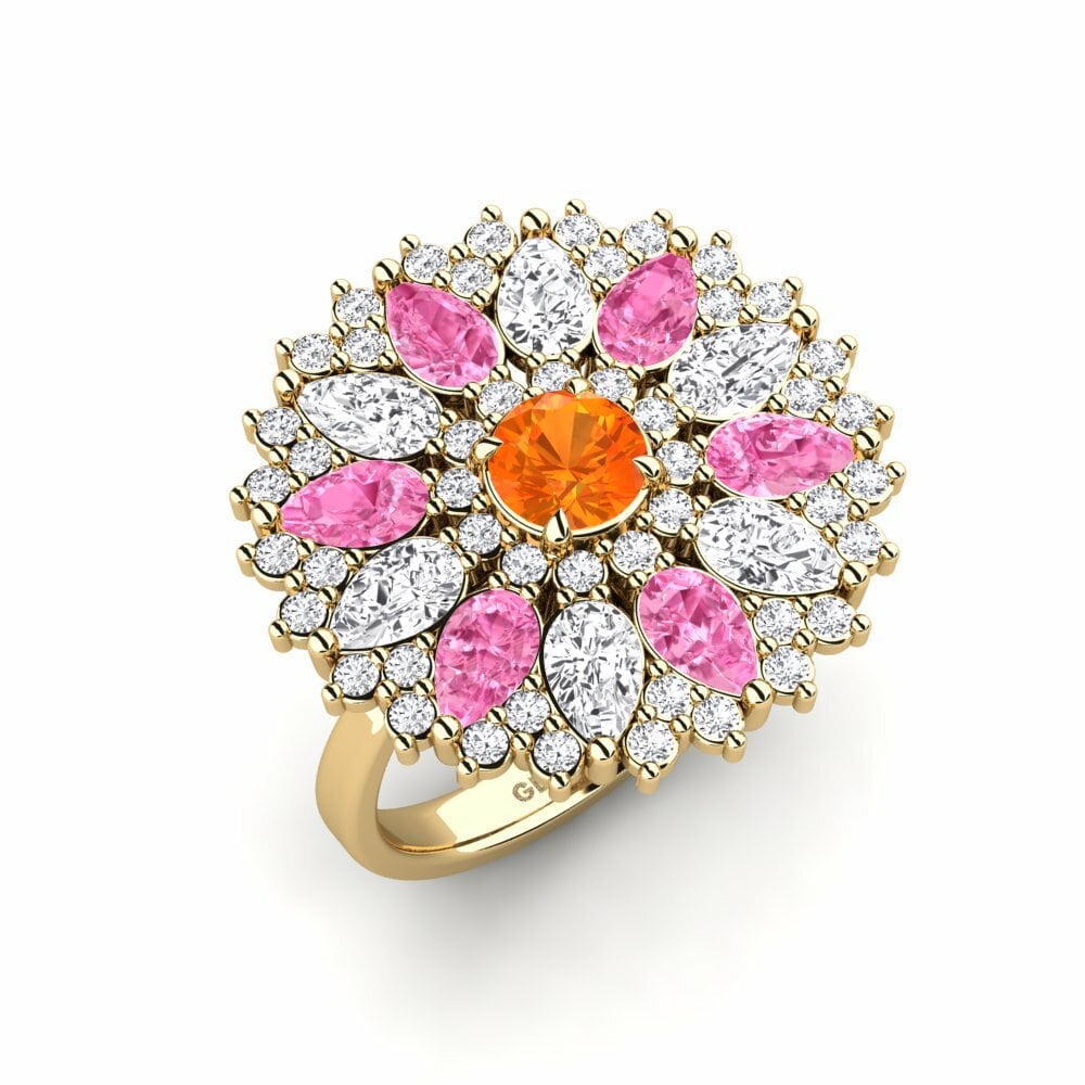 Or Jaune 18k Saphir orange Bague Luys