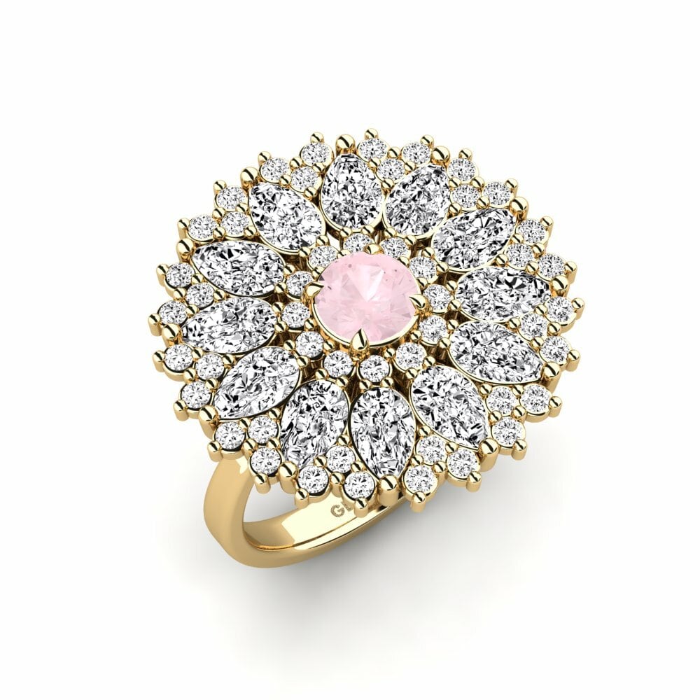 Or Jaune 18k Quartz Rose Bague Luys